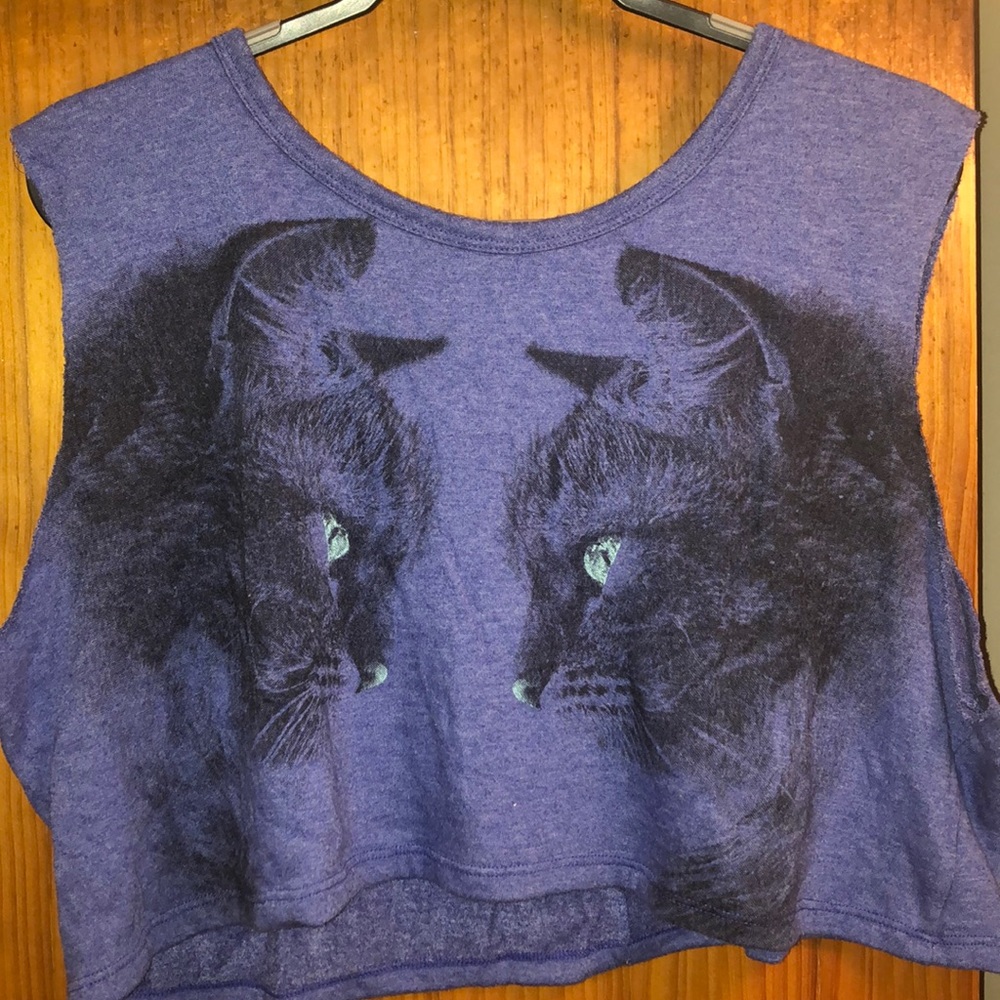 Royal Blue Cat Crop Top